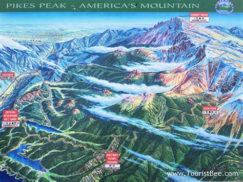 Pikes Peak Colorado Map Of Pikes Peak Highway With Important