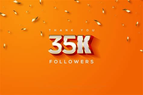 Premium Vector 35k Followers On Orange Background With Celebratory