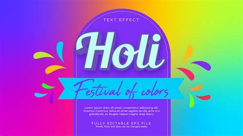 Efeito De Texto Do Festival Holi Vetor Premium