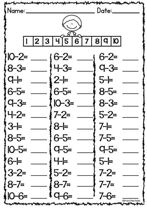 La barre latérale configuration d'impression s'ouvre à droite et votre feuille de calcul apparaît dans une grille bleue à gauche. Soustraction - Feuille de calcul de soustraction FREEBIE ...