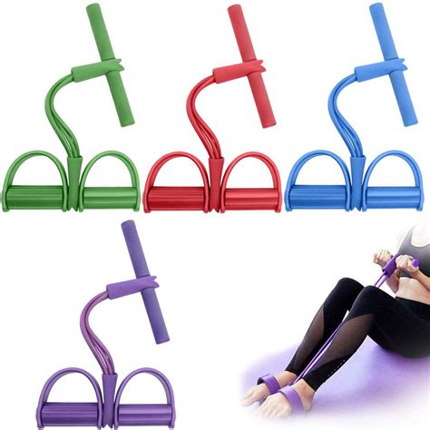 Fitness Gym 4tube Resistance Band Latex Pedal Exerciser Sit Up Pull