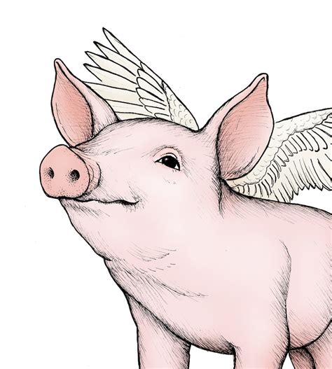 Pig Art Print Flying Pig Print Cute Magical Animal When Etsy