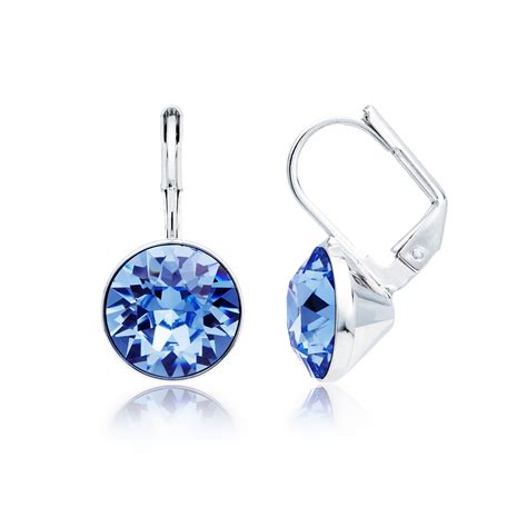 Myjs Bella Mini Earrings Made W Light Sapphire Blue Swarovski Crystals