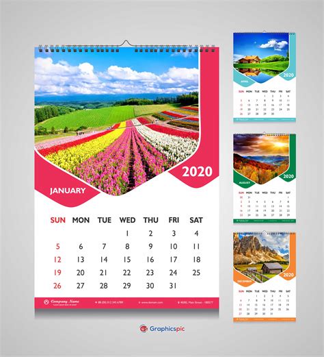 Professional Multipurpose Wall Calendar 2020 Twelve Page Design