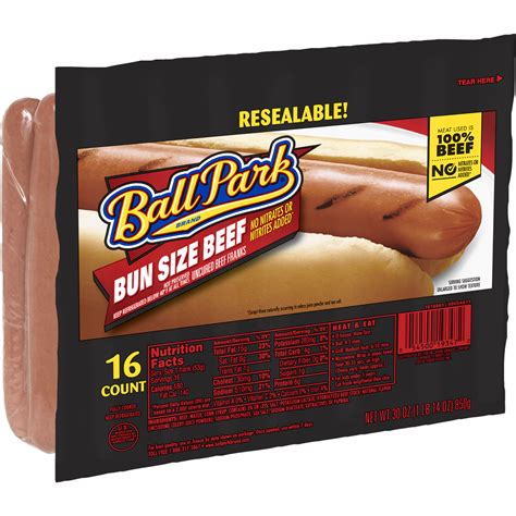 Ball Park Beef Hot Dogs Bun Size Length 16 Count Grilling Meijer