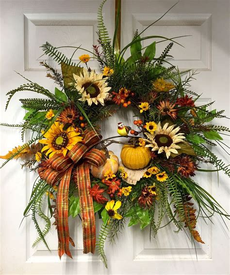 30 Pretty Sunflower Wreath Ideas For This Summer Trenduhome Door