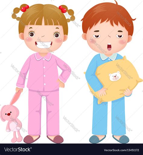 Children Wearing Pajamas Royalty Free Vector Image