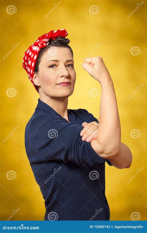 Strong Woman Clenched Fist Womanpower Stock Photo Image Of Rolling