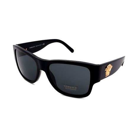 Versace Mens Ve4275 Gb187 Square Sunglasses Shiny Black Gold