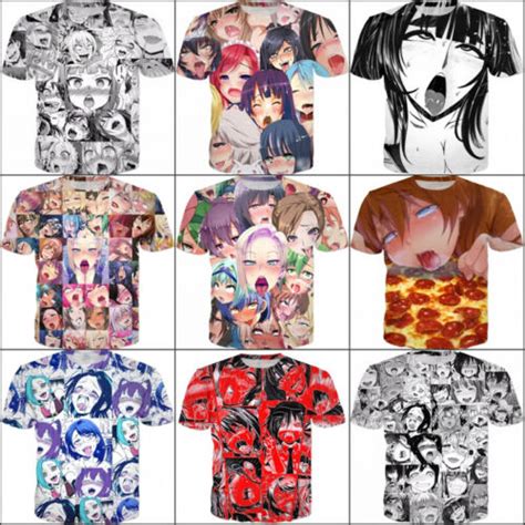 Ahegao Anime Face T Shirt Mens Womens Tshirt Hentai Manga Cosplay D