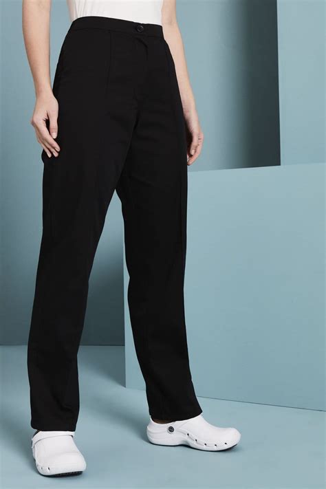 Womens Flat Front Trousers Black