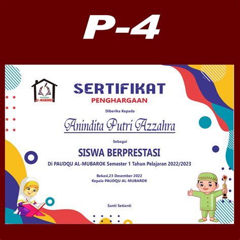 CetaK MINIM 2 Piagam Penghargaan Lomba Prestasi Lembaga Sekolah Paud