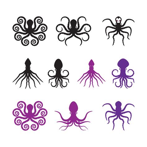 Silhouette Octopus Vector Template Octopus Vector Illustration 4257525
