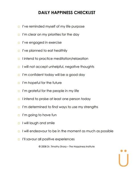 Daily Happiness Checklist Love This Direct Download Included