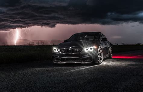 Hd Wallpaper Black Bmw Sedan Light Clouds Night F80 Lighting Led