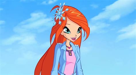 An Anime Character With Long Red Hair And Blue Eyes Standing In Front