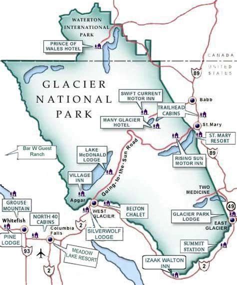 Northwest Montana Glacier Map Roads Routes Airports Lakes Point Of