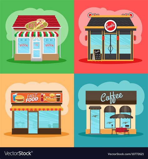 We picked up some other cool places near you. Restaurant or fast food store front Royalty Free Vector ...
