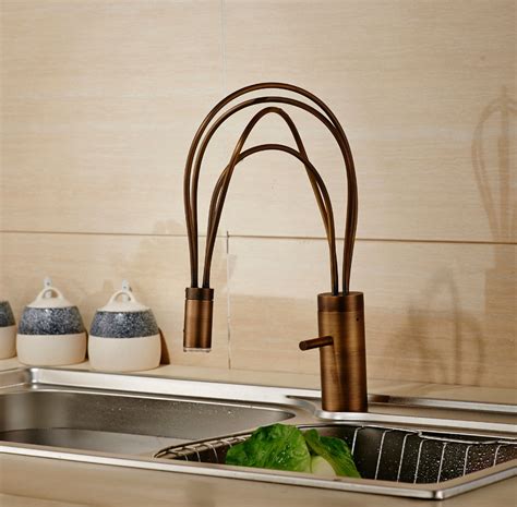 Red copper antique swivel kitchen faucet single lever mixer basin taps. Contemporary Brass Kitchen Mixer Faucet Single Lever ...