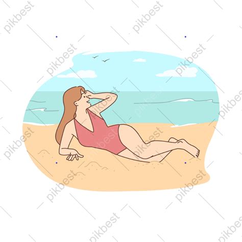 Beach Bikini Woman In Lying On Eps Png Images Free Download Pikbest