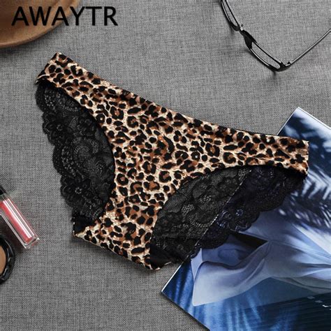 Awaytr Ice Silk Women Seamless Underwear Female Leopard Pattern Sexy
