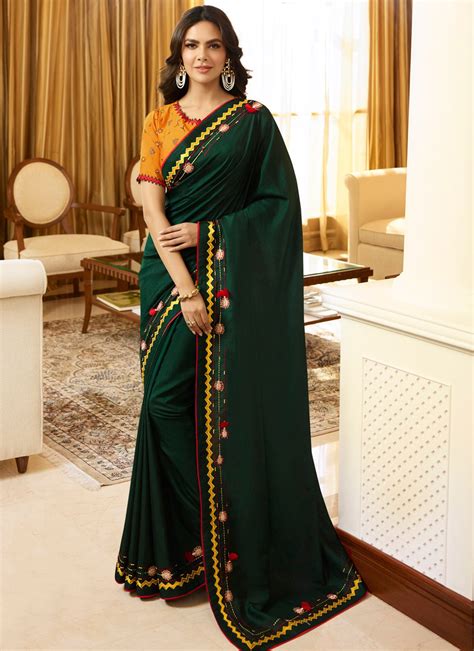 Shop Online Silk Embroidered Classic Saree 162881 Traditional Saree