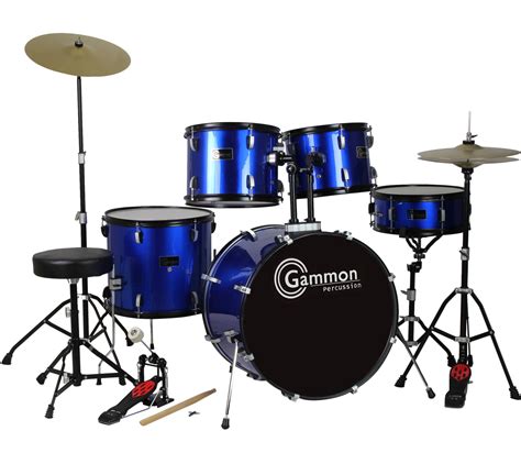 Blue Full Size Complete Drum Set With Stool Sticks Cymbals