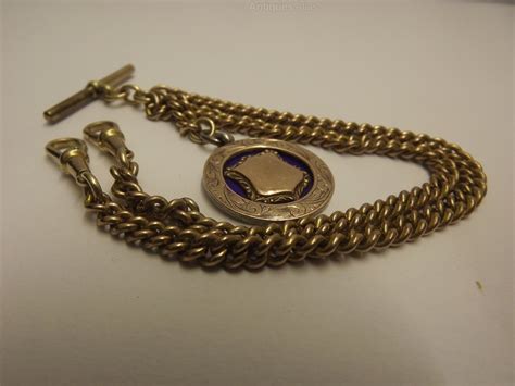 Antiques Atlas Double Albert Watch Chain And Silver Fob