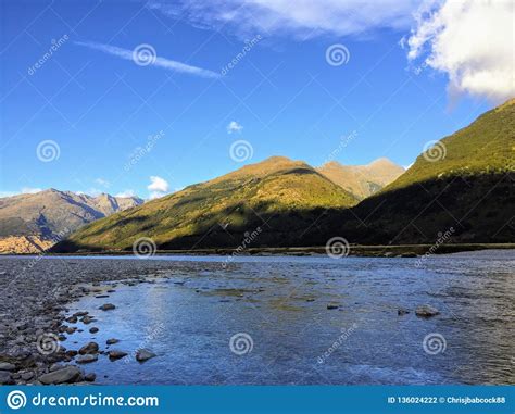 A Beautiful View Of The Makarora River In Mount Aspiring National Park