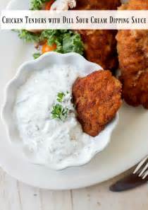 Place the thighs on a parchment lined (optional but helps with clean up) baking sheet. Chicken Tenders with Dill Sour Cream Dipping Sauce - Bunny ...