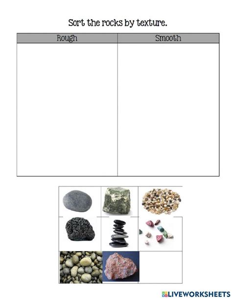 Sort Rocks By Texture Worksheet Live Worksheets