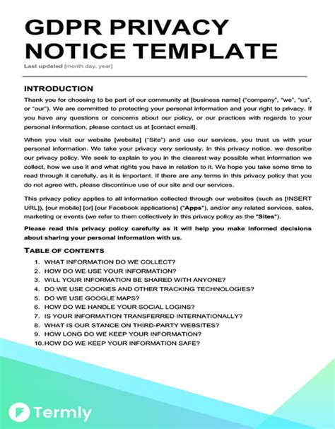 Gdpr Compliance Statement Template Free Printable Templates