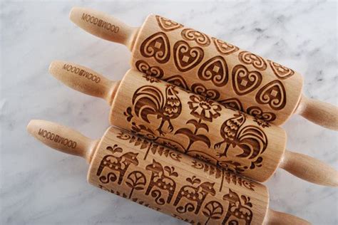 Art Of Folklore Set Of 3 Mini Embossed Engraved Rolling Pin Etsy