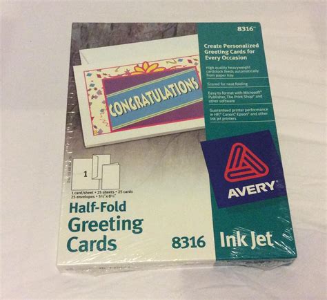 Avery Half Fold Greeting Cards 8316 Inkjet Office Products