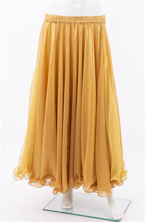 shiny double chiffon skirt gold bellydance boutique uk