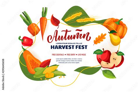 Autumn Harvest Festival And Fall Fair Poster Banner Design Layout