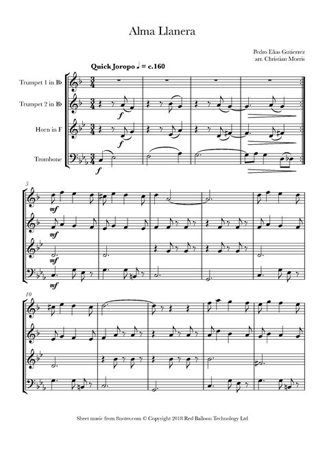 Nació, en la guaira, departamento vargas (hoy edo. Pedro Elias Gutierrez - Alma Llanera Sheet music for Brass ...