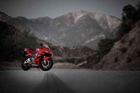 Hd Wallpaper Red And Black Sport Bike Road Mountains Motorcycle
