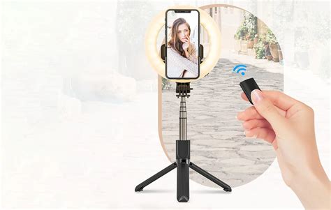 blitzwolf bw bs8 pro wireless selfie stick tripod with fill light bd
