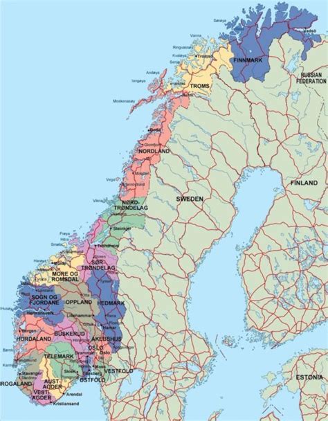 Mapa De Noruega Mapa Político Y Físico