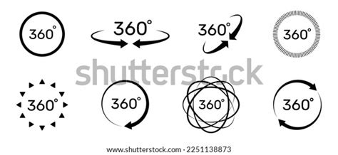 360 Degree Icon Set Symbol Arrow Stock Vector Royalty Free 2251138873