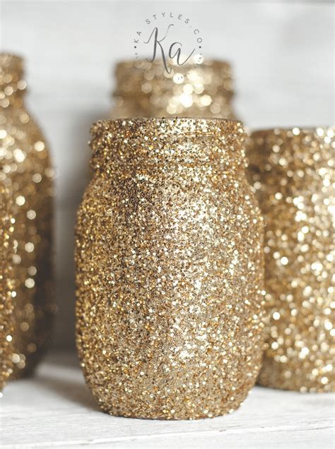 Gold Glitter Mason Jars Sprinkled And Painted At Ka