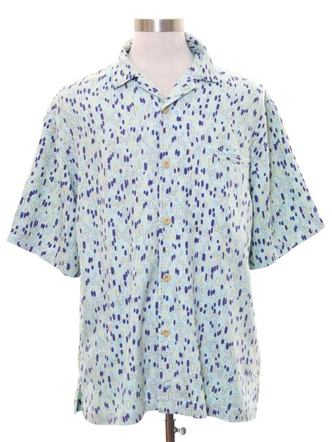 Shirt S Nat Nast Mens Aqua Background Silk Short Sleeve Button Up