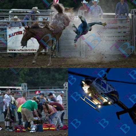 Two Pictures Of People And A Helicopter In The Air One With A Cowboy On It