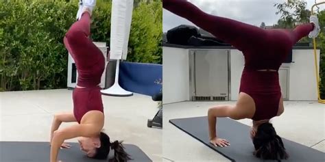 Eva Longoria Crushes Impressive Handstand Yoga Pose On