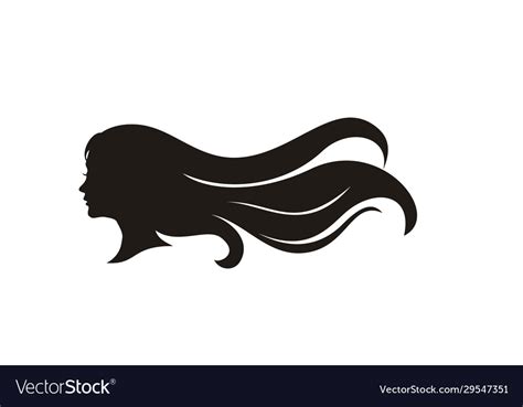 Beauty Girl Woman Long Hair Silhouette Logo Vector Image