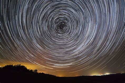 Premium Photo Star Trails In The Night Sky A View Of The Starry