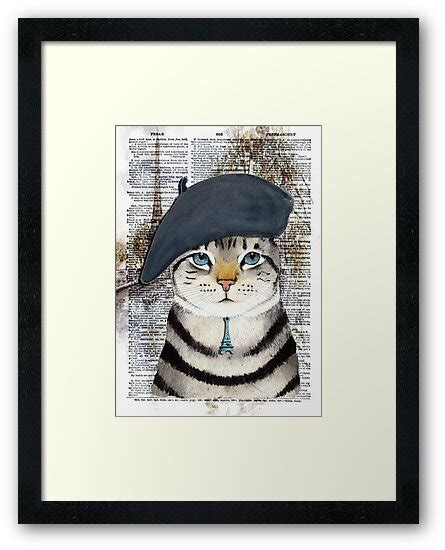 Charming French Cat In Paris Perfect For Cat Lovers Framed Art