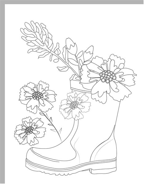 Flower Rain Boot Coloring Page 30329742 Vector Art at Vecteezy