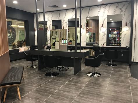We are also one of the only salon directories that show you multiple angles of every hairstyle. Salon fit out black and rose gold with marble #black # ...
